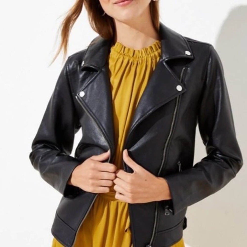 LOFT Size 4 Moto Faux Leather Jacket